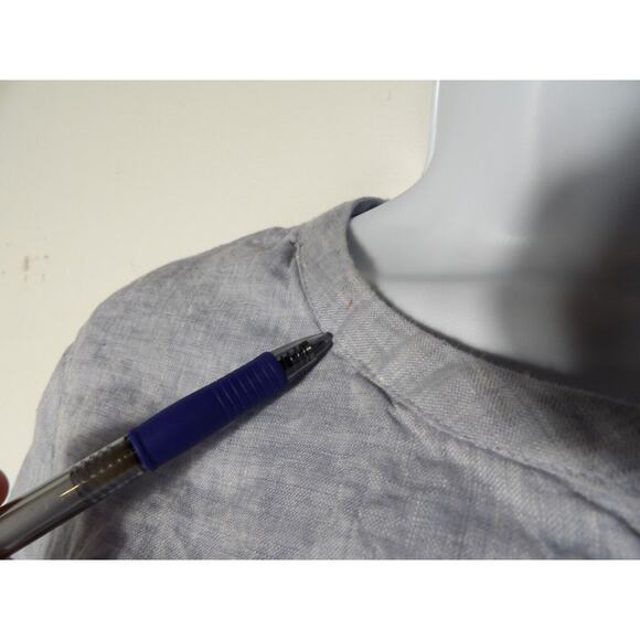 Nicole Miller Linen Tunic Medium 1/2 Button Blue Cottage Core Minimalist READ - Picture 2 of 14